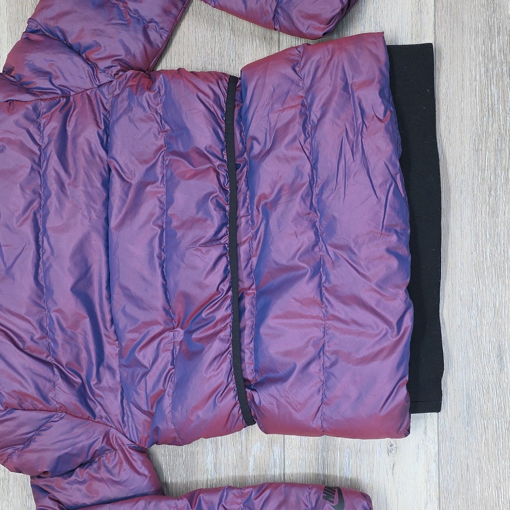 Nike Sportswear Womens Iridescent Asymmetrical Down Puffer Jacket Purple XS - Picture 11 of 13